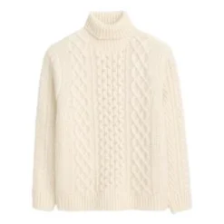 Alex MillFisherman Cable Turtleneck Sweater - Ivory