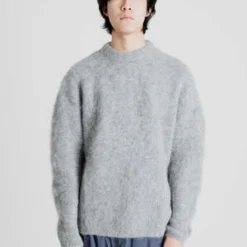 AMOMENTOAlpaca Round Neck Pullover - Charcoal