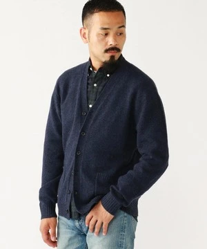 Beams PlusElbow Patch 7G Cardigan - Navy - Image 2