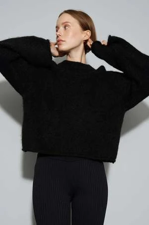 Oval SquareUnisex Oval Square CULT KNIT O NECK Sweater - Black - Image 2