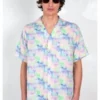 Graphia New YorkCamp Collar Print Short Sleeve Shirt - Blue Dream Pop
