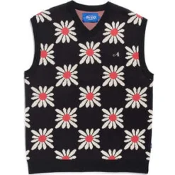 AWAKECheckered Floral Sweater Vest - Black Floral