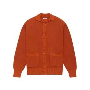3SixteenCotton Collared Cardigan - Rust