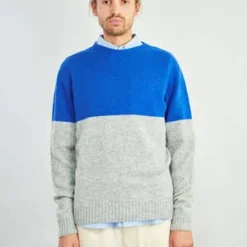 Country Of OriginPure New Wool Seamless Half Crew - Blue/Grey