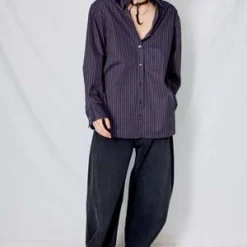 AssemblyCotton Oxford Shirt - Dark Navy Stripe