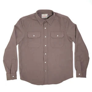 DehenGabardine Wool Drover Shirt - Smoke