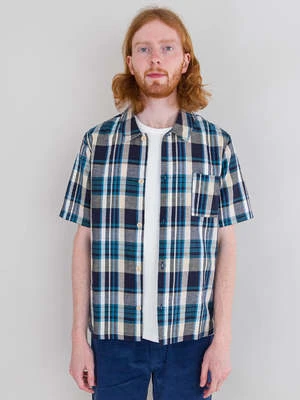 Folk ClothingSeoul Shirt - Yellow/Cyan Check - Image 2