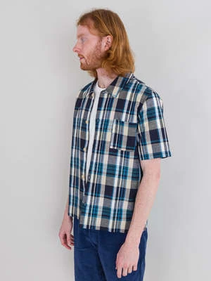 Folk ClothingSeoul Shirt - Yellow/Cyan Check - Image 4