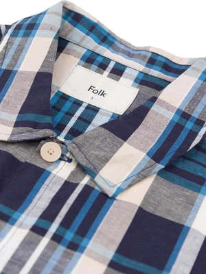 Folk ClothingSeoul Shirt - Yellow/Cyan Check - Image 6