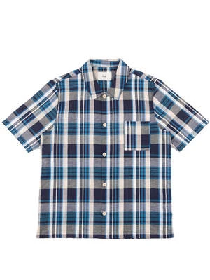 Folk ClothingSeoul Shirt - Yellow/Cyan Check - Image 7
