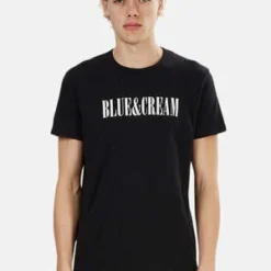 Blue&CreamLogo Tee - Black