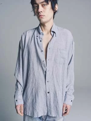 Our LegacyBurlington Seersucker Borrowed BD Shirt - Mid Blue