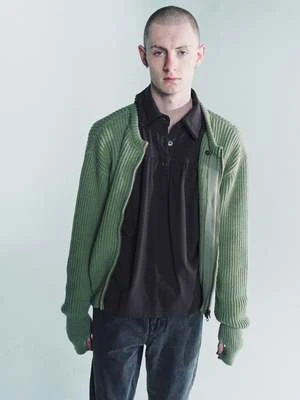 Our LegacyQuotidian Wool Zip Wrap Cardigan - Refined Green - Image 2