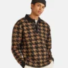 PercivalMohair Houndstooth Rugby Shirt - Tan/Brown