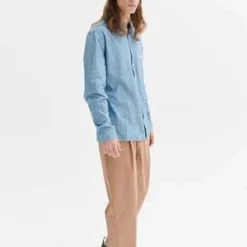 Delikatessen Proper Shirt I Japanese Chambray Cotton Striped Selvedge - Multi