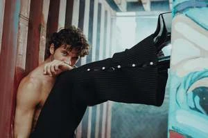 FANGUnisex FANG Ribbed Knit Pearl Pants - Black - Image 5