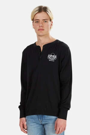 Blue&CreamSkull Henley - Black - Image 2