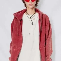 AssemblyStonewashed Cotton Zip Hoodie - Oxblood