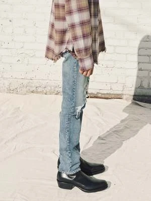 The Letters5 Pocket Grunge Jean - Indigo Used Washed Denim - Image 3