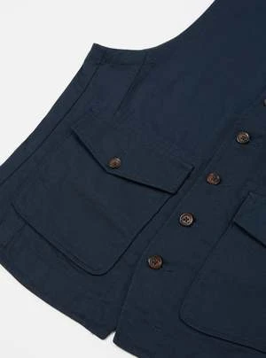 Universal WorksUNIVERSAL WORKS Field Waistcoat Vest - Navy Twill - Image 4