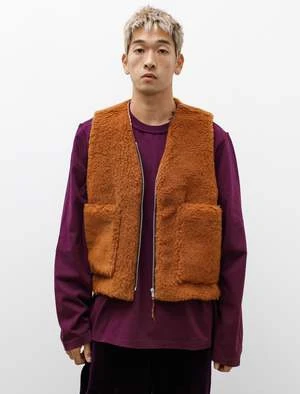 Camiel FortgensZip Vest Wool Fleece - Brown