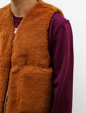 Camiel FortgensZip Vest Wool Fleece - Brown - Image 4